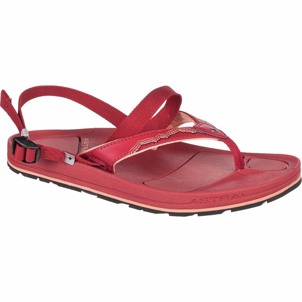 Astral Rosa Sport Hiking Thongs Flip Flops Red Leather Womens 8 UK 6.5 EU 40‎